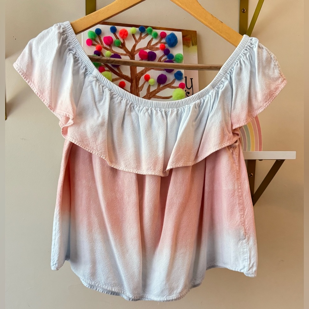 Elegant Off-Shoulder Pink and White Blouse